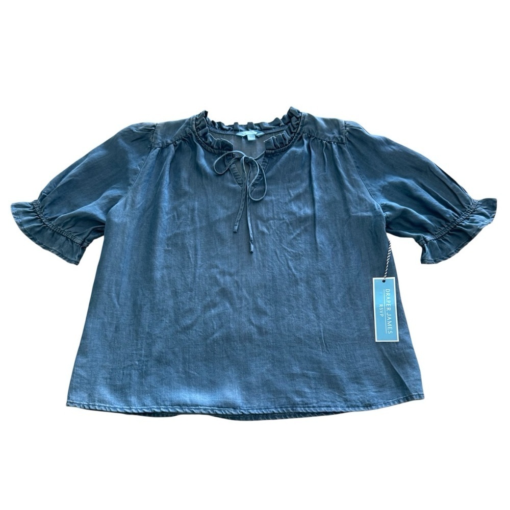 NWT Draper James Denim Ruffle Blouse Size Small - Picture 8 of 10